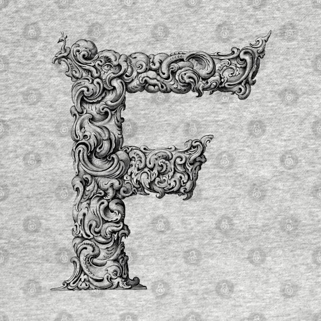 Vintage Initial Letter Lettering Alphabet F by AltrusianGrace